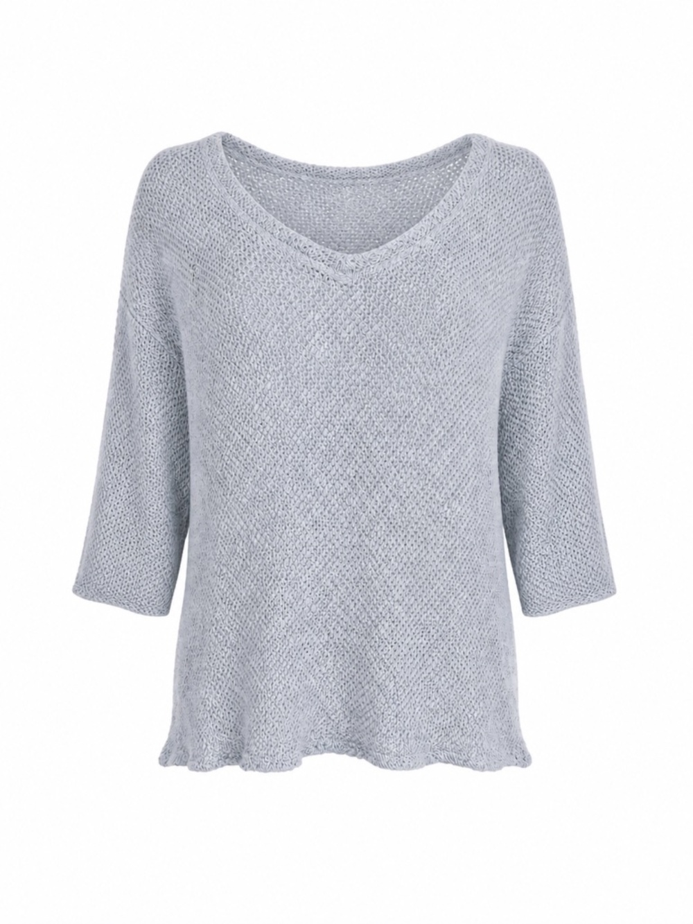 Calypso St Barth Summer Soft Loose Knit Sweater 3/4 Sleeve Grey Blue Sz XS